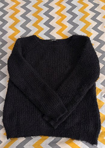 Addax Siyah Kadın Örgü Yün Kazak - Görsel 2