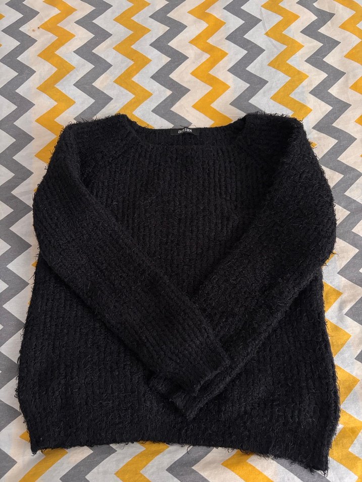 Addax Siyah Kadın Örgü Yün Kazak - Görsel 2