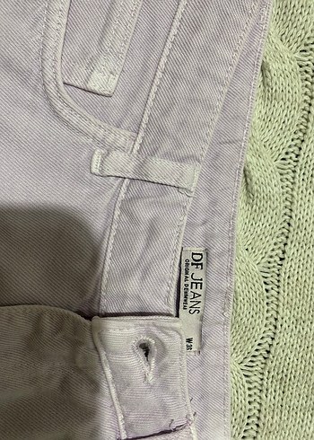 Lila Kadın Mini Kot Şort Düğmeli - Görsel 2