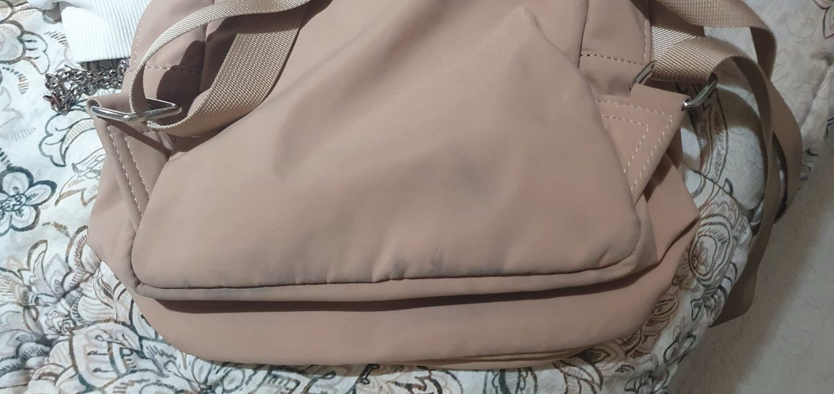 Bej Kadın Sırt Çantası, Tokalı, Minimalist - Görsel 3