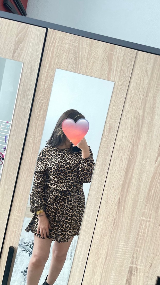 Leopar Desenli kadın mini şortlu elbise - Görsel 2