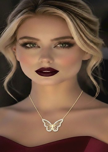 Altın Renk Mini Kelebek Kolye - Görsel 2