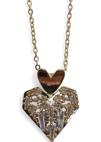 Altın Renkli Uzun Zincirli Kalp Kolye - Görsel 2