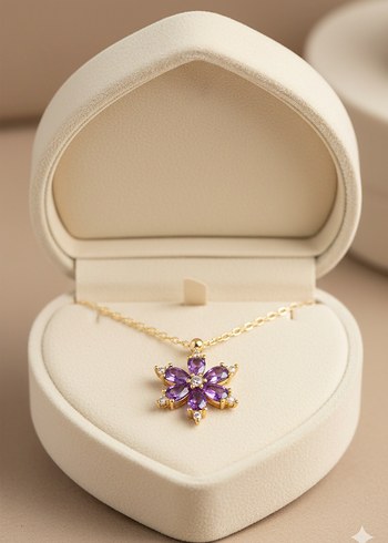 Parlak Mor Pullu Mini Bohem Kolye - Görsel 2