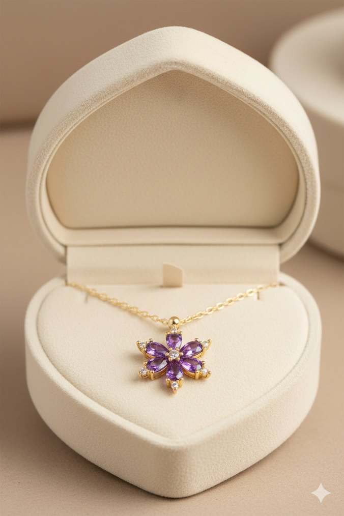 Parlak Mor Pullu Mini Bohem Kolye - Görsel 2