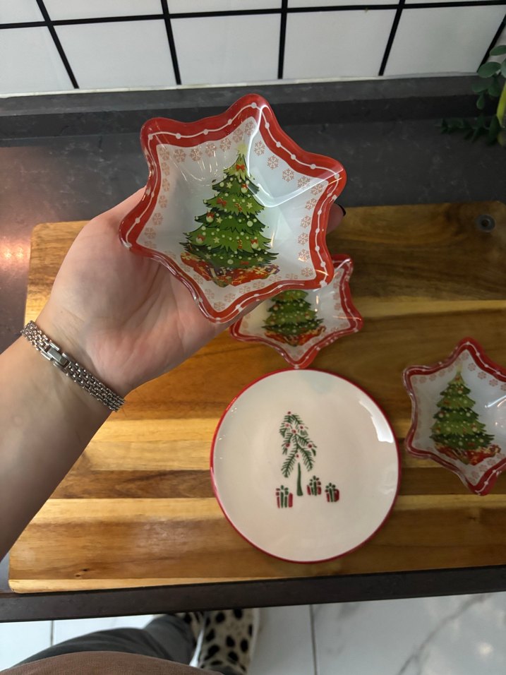 Kırmızı İşlemeli Yılbaşı Tabak Seti - Görsel 2