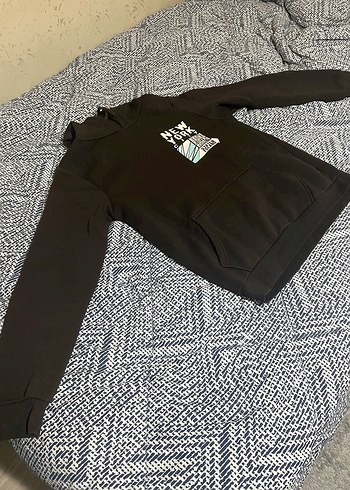 Siyah Kapüşonlu Sweatshirt  New York Baskılı | Rahat Kesim - Görsel 2