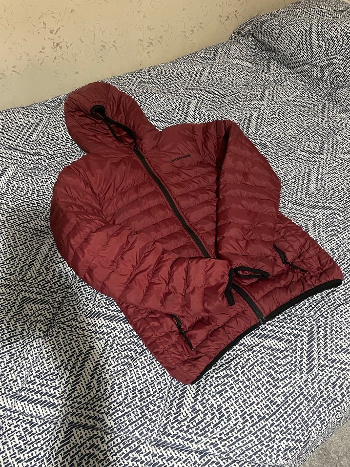 Skechers Erkek Şişme Mont   Bordo  Kapüşonlu - Görsel 3