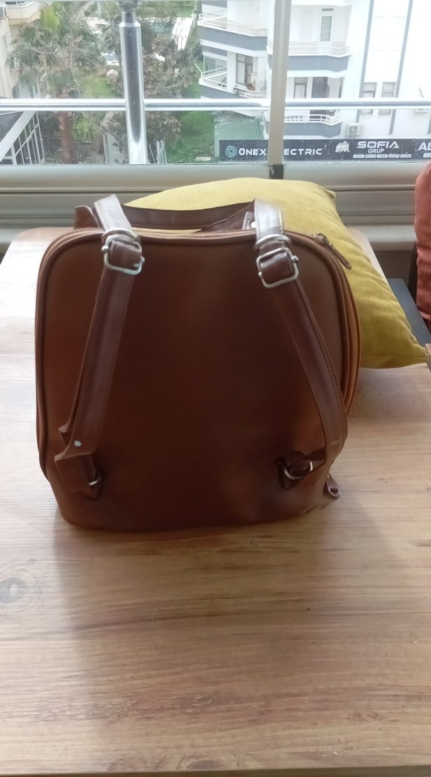 Kahverengi Deri Kadın Çanta sırt çantası - Görsel 2