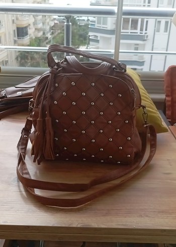 Kahverengi Deri Bohem Kadın Çanta - Görsel 2