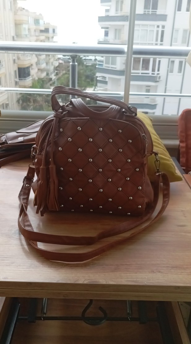 Kahverengi Deri Bohem Kadın Çanta - Görsel 2