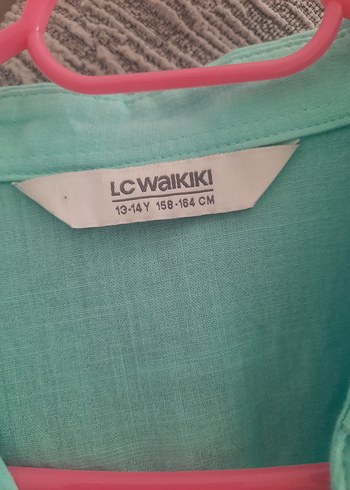 Turkuaz Kısa Kollu Keten Gömlek - Görsel 2