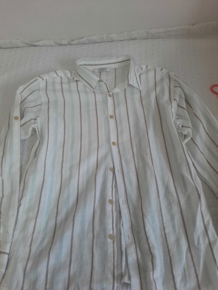 Erkek Beyaz Keten Uzun Kollu Gömlek - Görsel 2