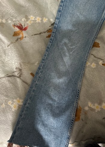 Düğmeli Mavi Kadın Denim Pantolon - Görsel 2