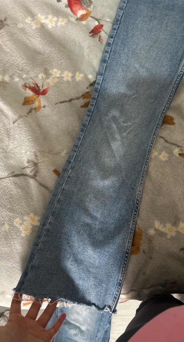 Düğmeli Mavi Kadın Denim Pantolon - Görsel 2