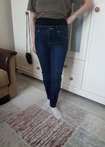 Düğmeli Lacivert Klasik Skinny Jeans - Görsel 2