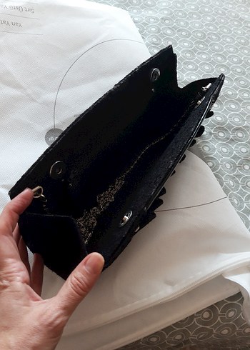 Zincir Detaylı Siyah Yılan Desenli Kadın Clutch - Görsel 3