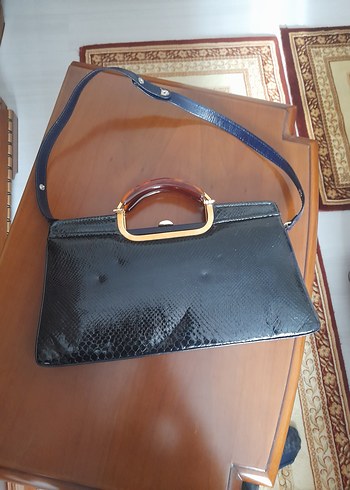 Klasik Lacivert Deri Kadın Çanta - Görsel 2