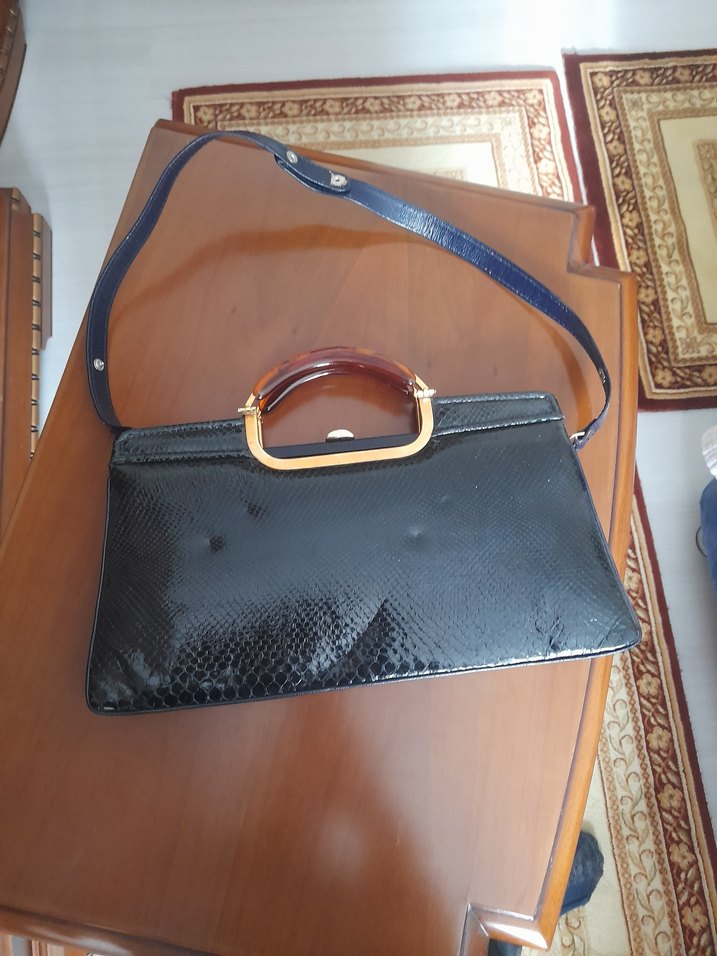 Klasik Lacivert Deri Kadın Çanta - Görsel 2