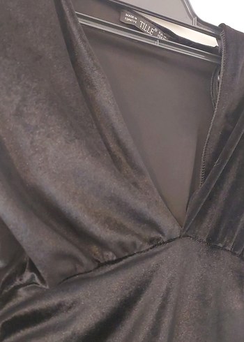 Uzun Kollu Siyah Midi V Yaka Gotik Kadife Elbise - Görsel 7