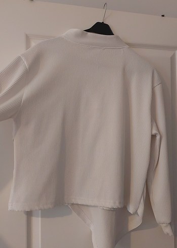 Kadın Beyaz V Yaka Asimetrik Fitilli Bluz - Görsel 7