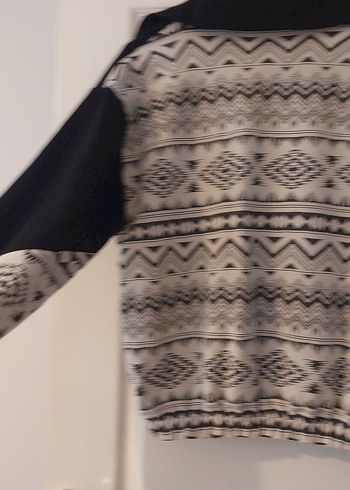 Bohem Uzun Kollu V Yakalı Fermuarlı Sweatshirt - Görsel 6