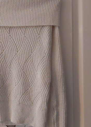 Kadın Beyaz Triko Kayık Yaka Kazak - Görsel 4