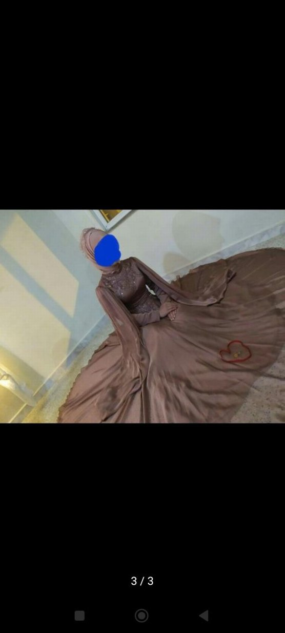 Bej Parlak Uzun Kollu Abiye Elbise - Görsel 3