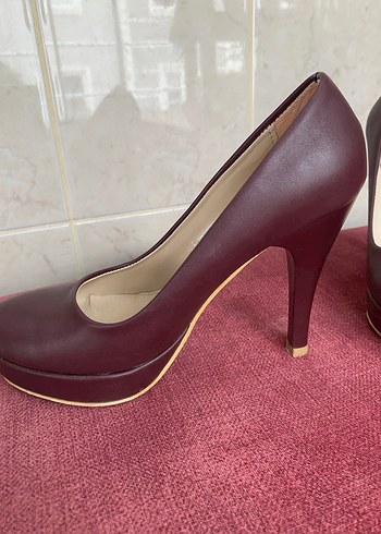 Bordo Parlak Stiletto Kadın Topuklu Ayakkabı - Görsel 2