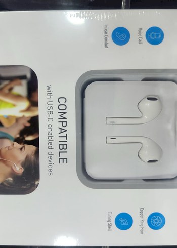 USB-C bağlantılı Beyaz Kulaklıklar - Görsel 2