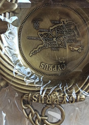 Vintage Parlak Altın Erkek Rozeti - Kıbrıs Temalı - Görsel 3