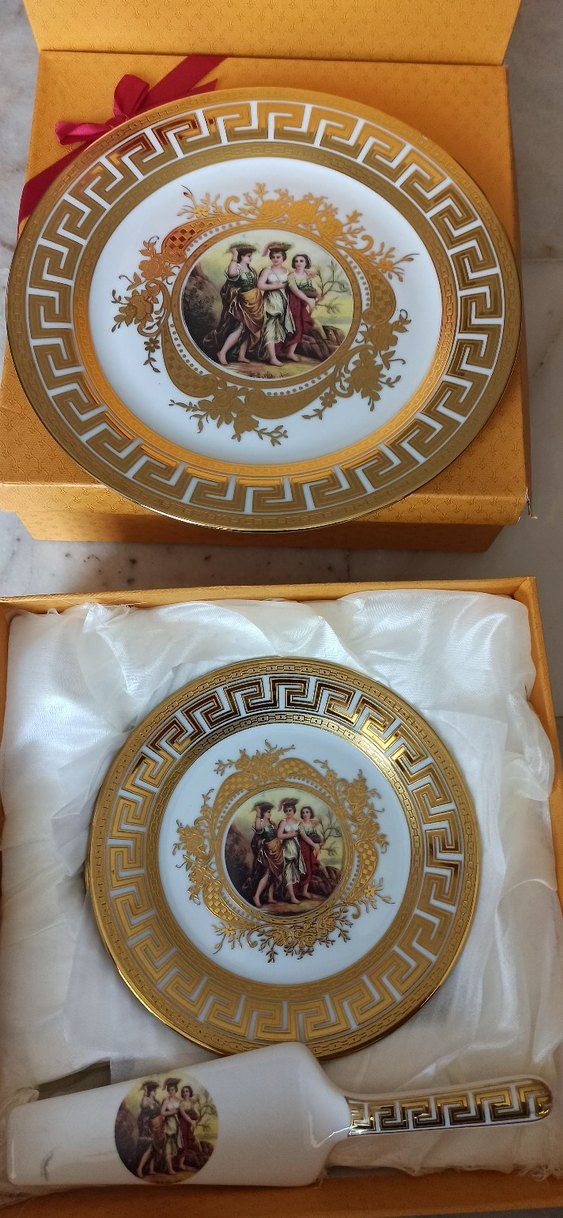 Altın Renkli Parlak Desenli Tabak Seti - Görsel 3