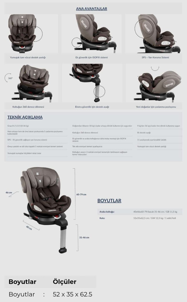 Kikkaboo Gri Çocuk Oto Koltuğu - Görsel 2