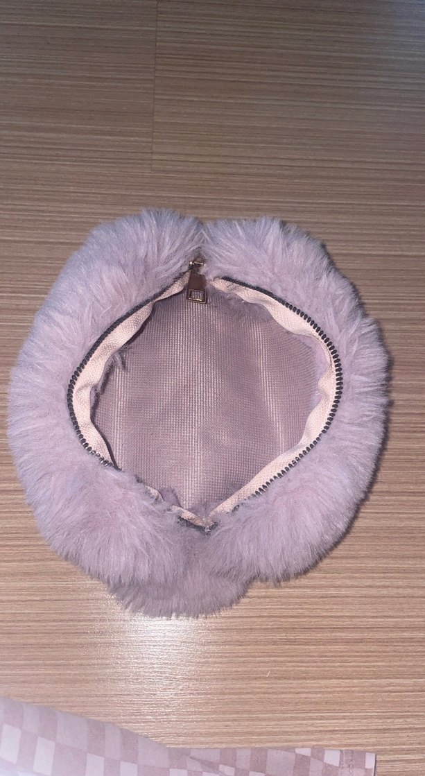 Pembe Peluş Makyaj Çantası - Görsel 2