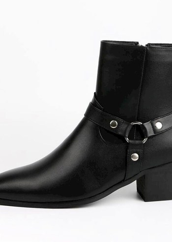 Erkek - Siyah Deri British Pointy Yüksek Topuklu Ayakkabı - Görsel 2