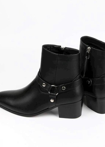 Erkek - Siyah Deri British Pointy Yüksek Topuklu Ayakkabı - Görsel 4