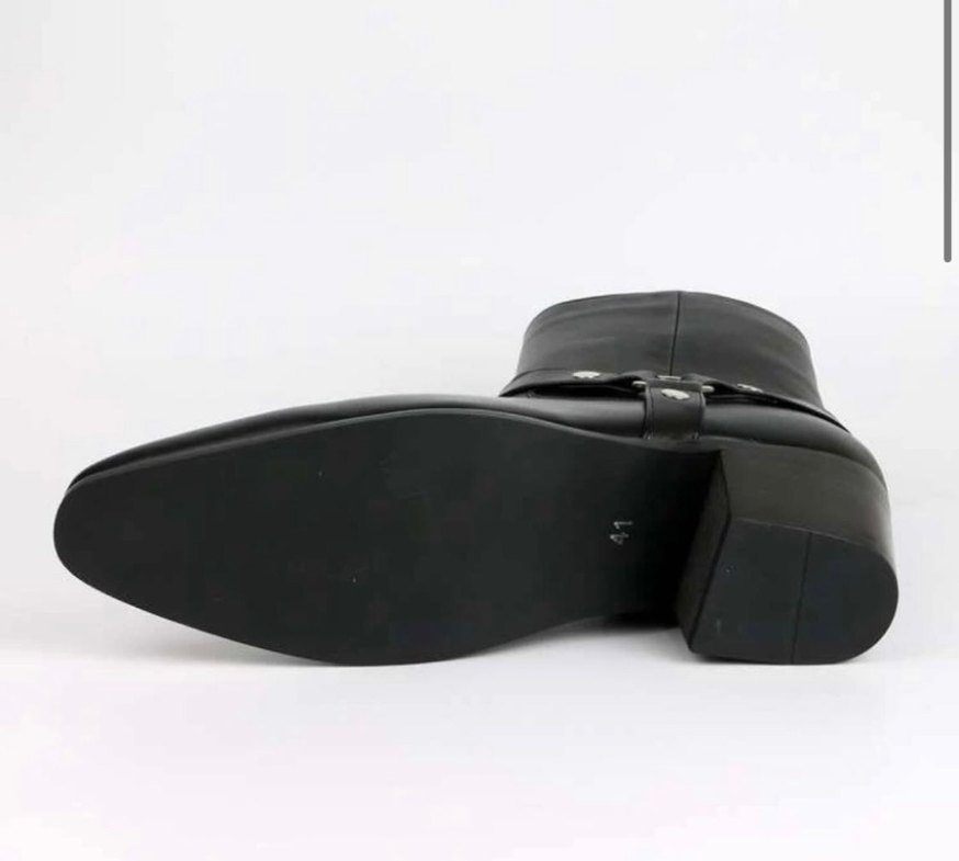 Erkek - Siyah Deri British Pointy Yüksek Topuklu Ayakkabı - Görsel 5