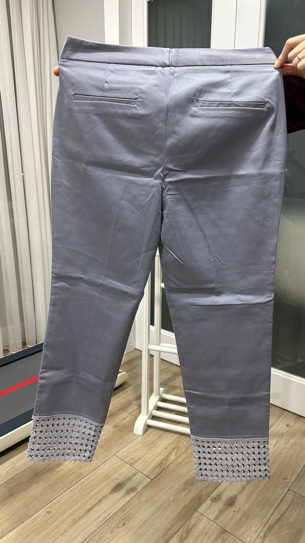 Gri Midi Kadın Kumaş Pantolon - Görsel 2