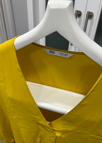 Sarı V Yakalı Salaş Bluz - Görsel 2