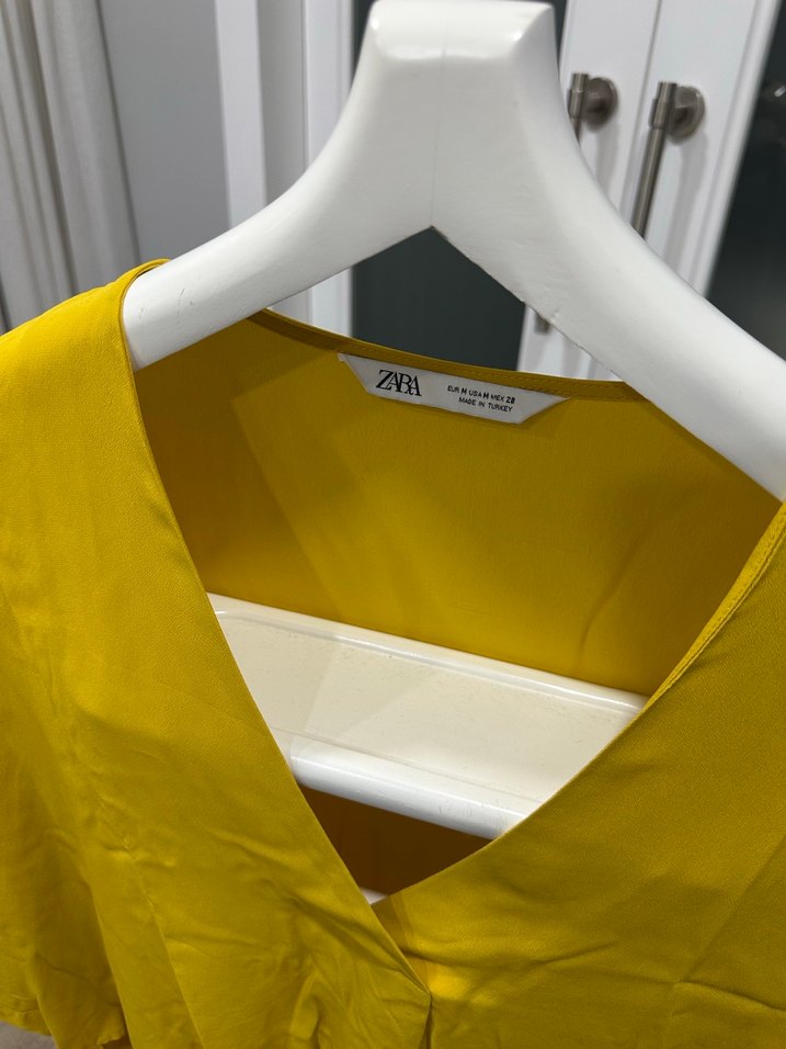 Sarı V Yakalı Salaş Bluz - Görsel 2