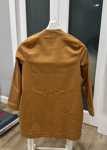 Düğmeli Kahverengi Kadın Kaban - Görsel 2