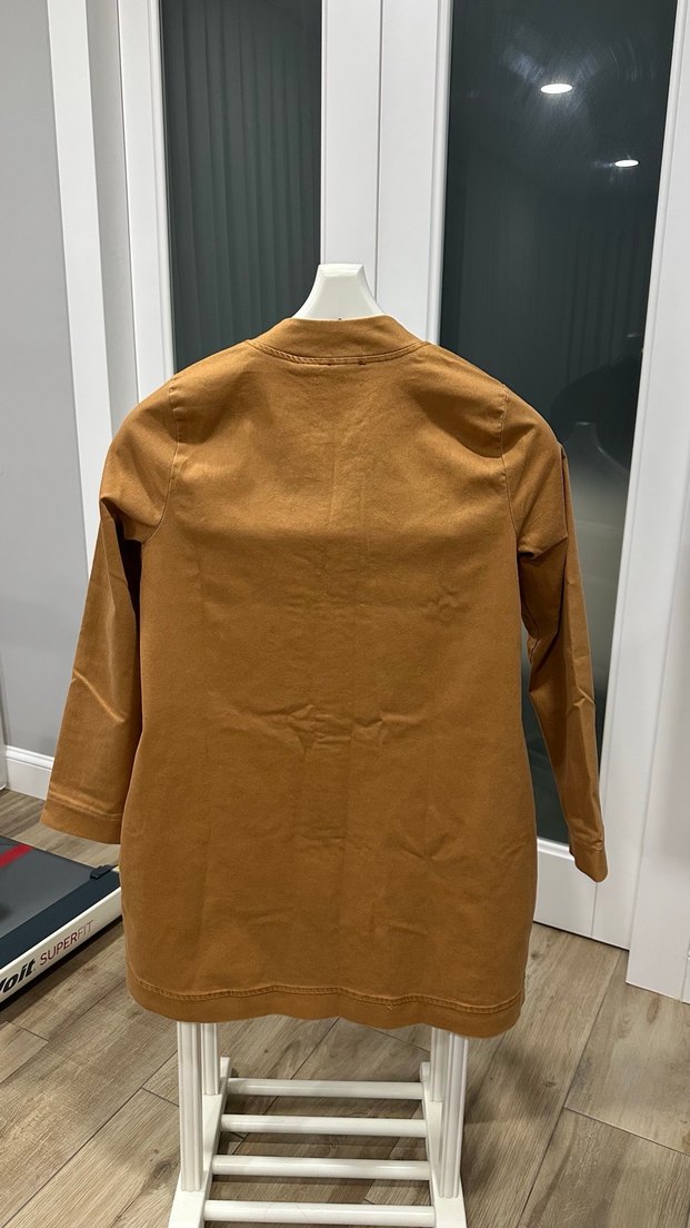 Düğmeli Kahverengi Kadın Kaban - Görsel 2