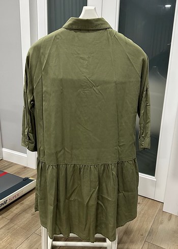 Düğmeli Yarım Kollu Kadın Keten Gömlek - Görsel 2