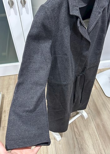 Gri Midi Kadın Kemerli Kaban - Görsel 3