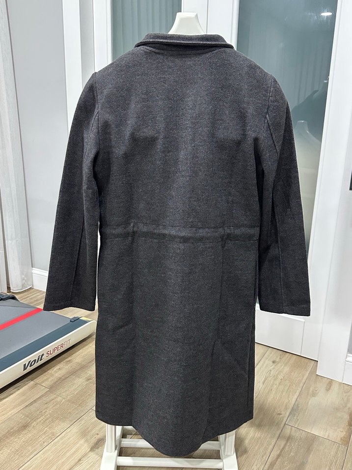 Gri Midi Kadın Kemerli Kaban - Görsel 2