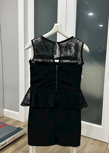 Siyah Dantel Detaylı Kısa Mini Elbise - Görsel 3