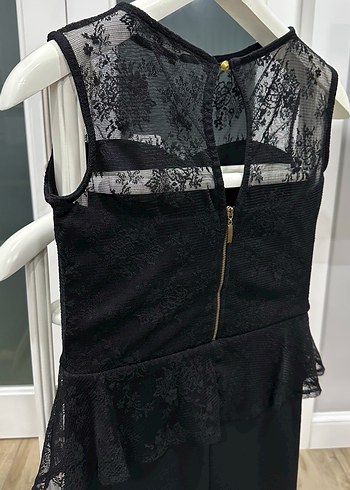 Siyah Dantel Detaylı Kısa Mini Elbise - Görsel 2