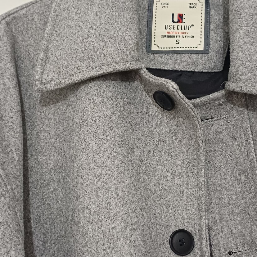Gri Düğmeli Erkek Yün Ceket - Görsel 3