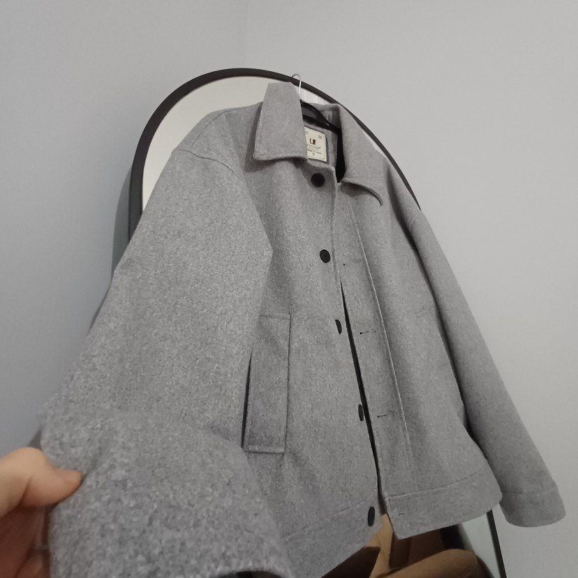 Gri Düğmeli Erkek Yün Ceket - Görsel 2