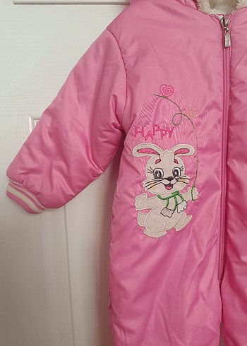 Pembe Nakışlı Kız Bebek Tulumu - Görsel 2